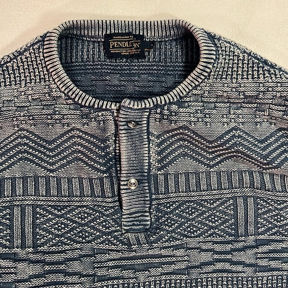 Gently Used Pendleton Blue Henley Sweater - Size Large - Picture 2 of 6
